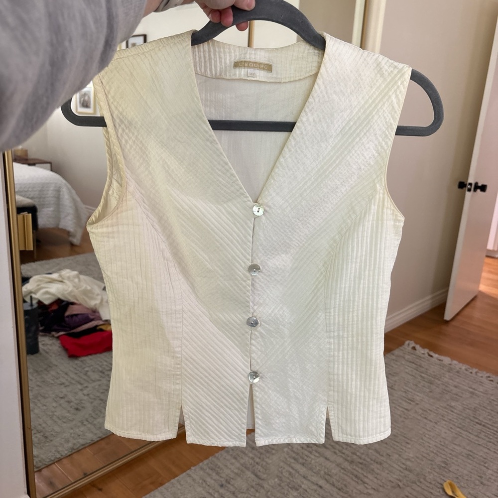 Vintage L'Equipe Cream Striped Shirt